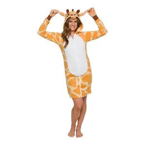 Silver Lilly Giraffe Animal Costume Dress Size XL Fleece Zip Up One Piece Outfit